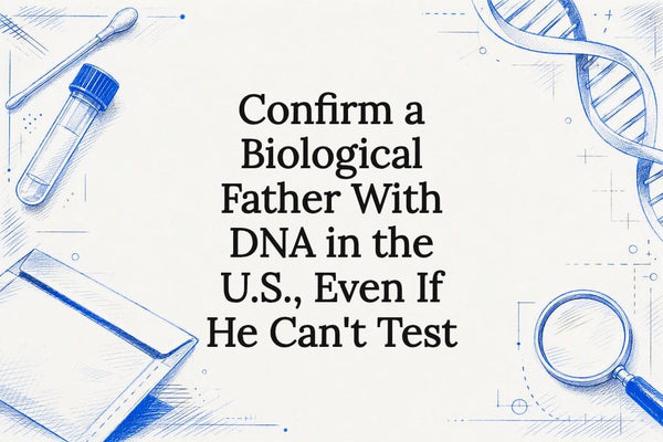 Decorative DNA testing title card illustration