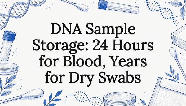 DNA sample storage title card with swab and envelope