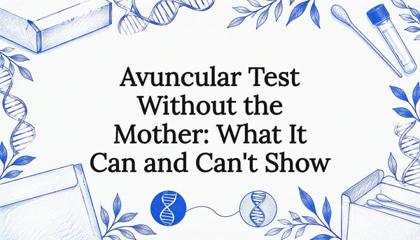 DNA testing title card with swab sketches