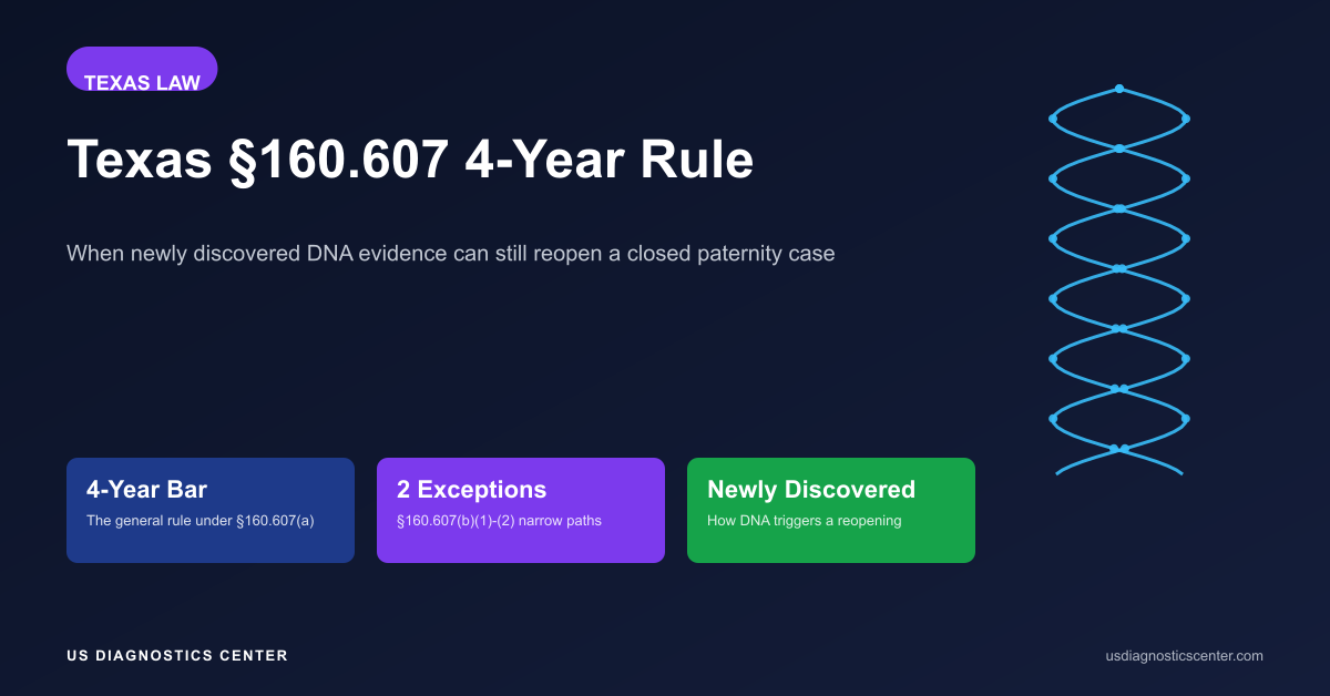 Texas §160.607 4-Year Rule: When Newly Discovered DNA Evidence Can Still Reopen a Closed Paternity Case